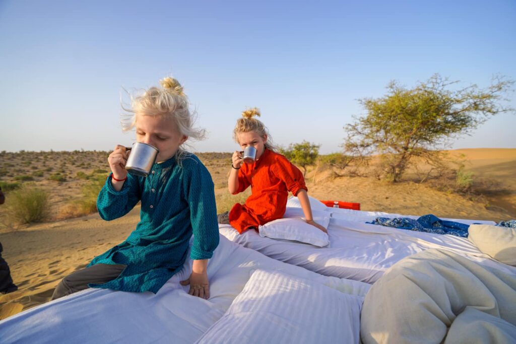 Sleeping overnight on Camel Safari in Jaisalmer with kids. 