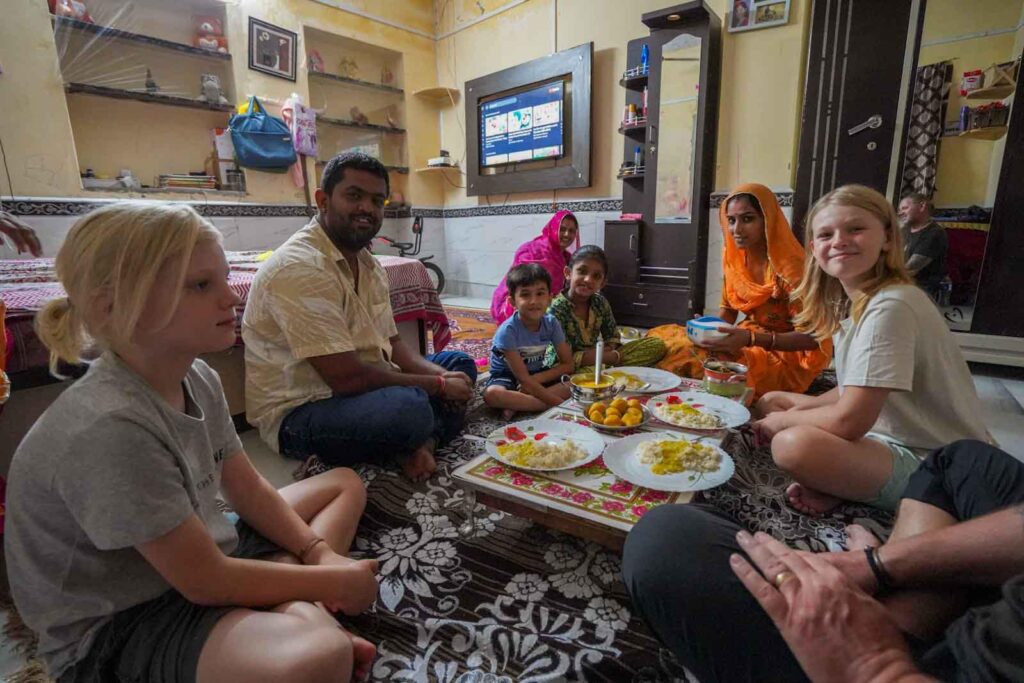 Sharing lunch in a family home in Jaisalmer. 