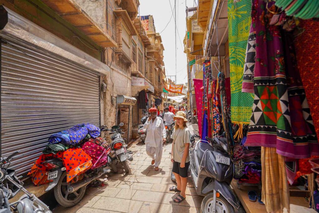 Exploring the laneways in Jaisalmer with kids. 