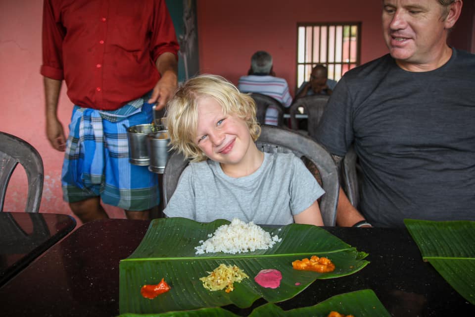 Kerala Sadya for lunch in the Alleppey Backwaters.