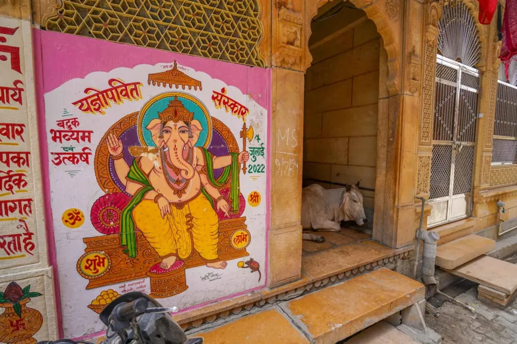 Wedding invitation mural inside Jaisalmer Fort. 