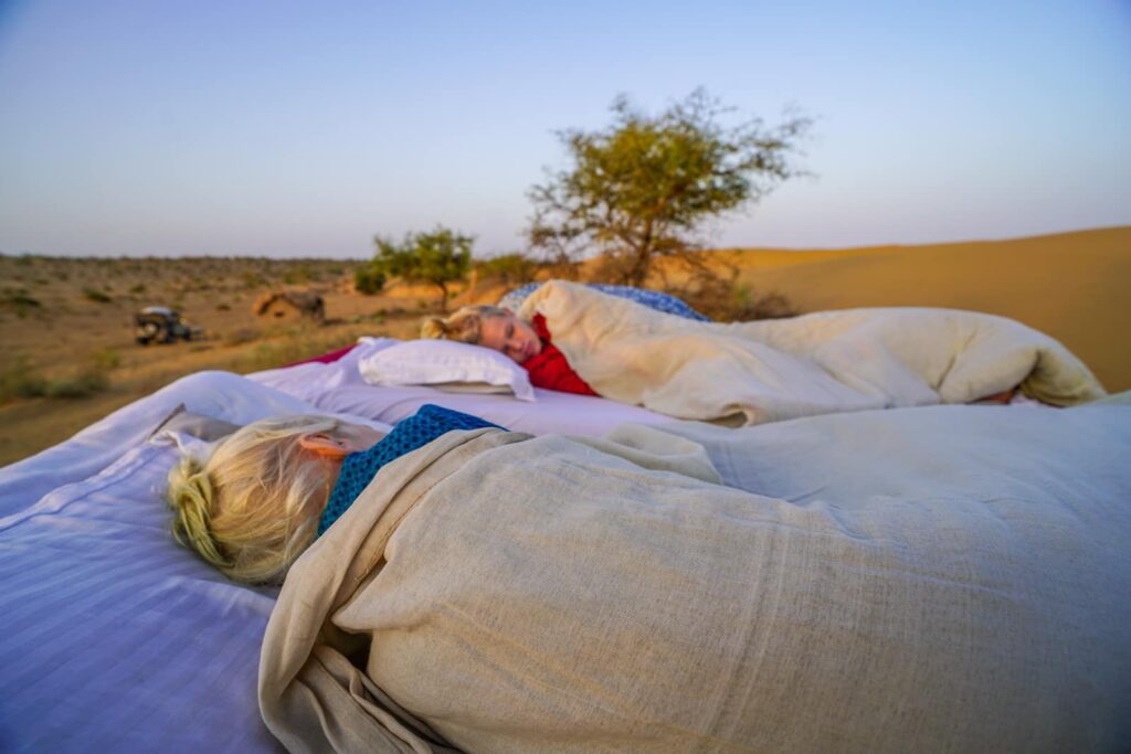 Sleeping under the stars on a camel safari in Jaisalmer. 