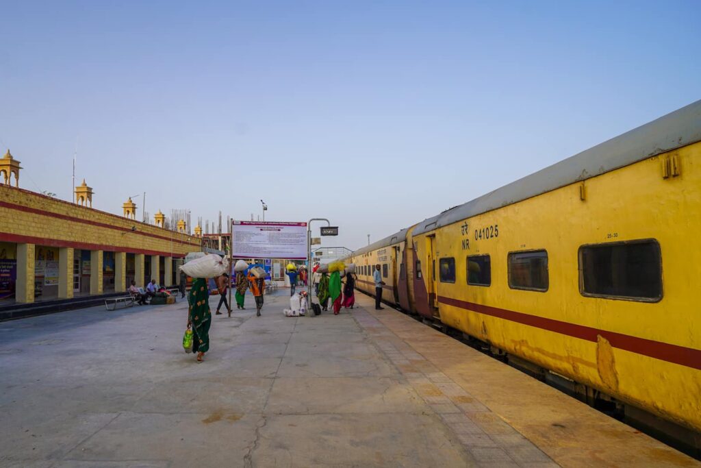 A colourful morning arrival at Jaisalmer Railway Station (JSM). 