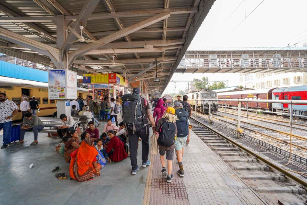 Travel by train in India. 