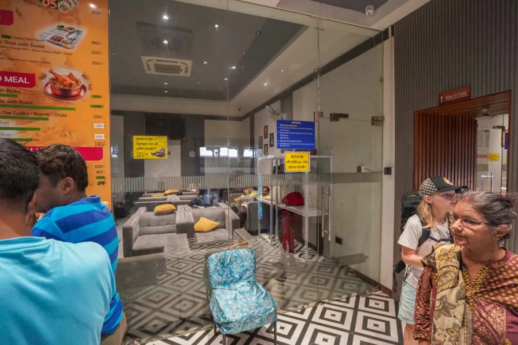 Inside the AC Premium Lounge in Old Delhi Railway Station (DLI). 