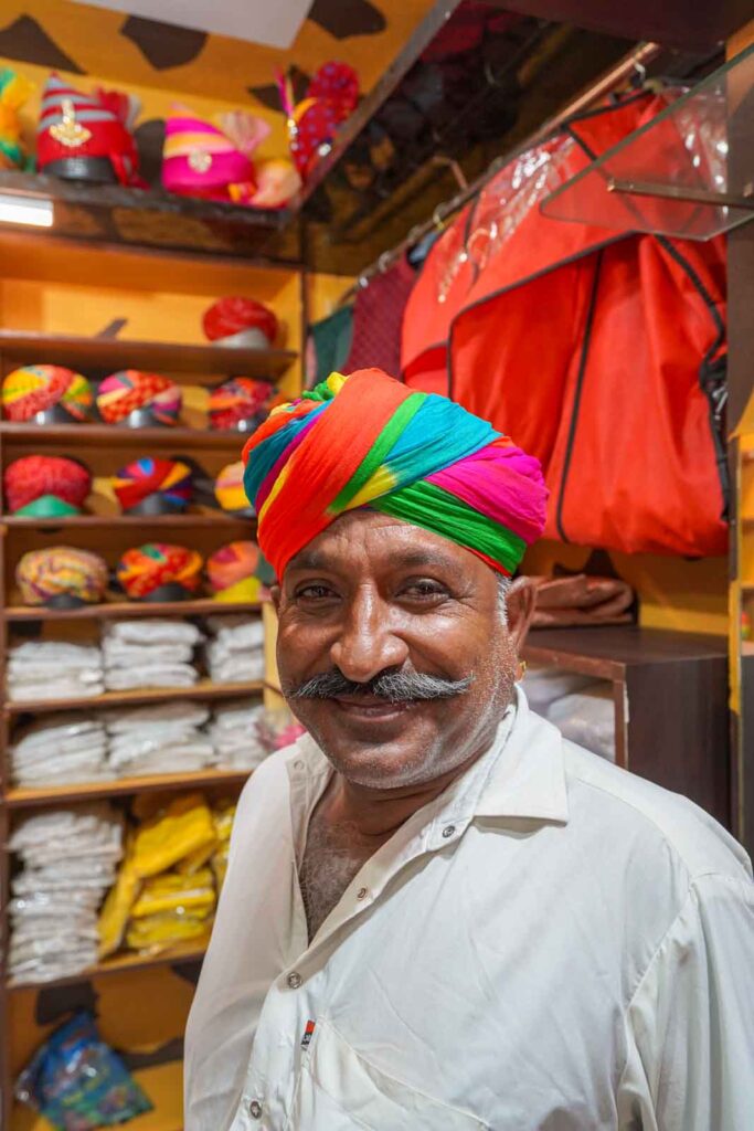 Neon turban in Jaisalmer things to do in Rajasthan. 