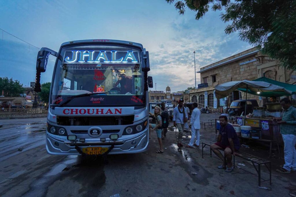Getting the bus in India. 