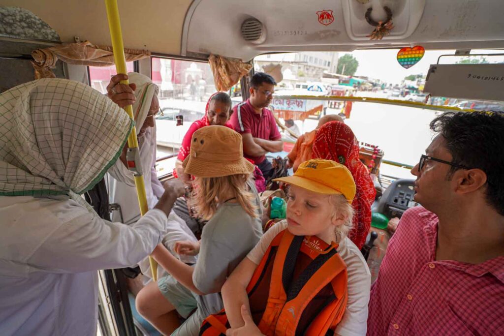 On the local bus on the way back from the Rat Temple 