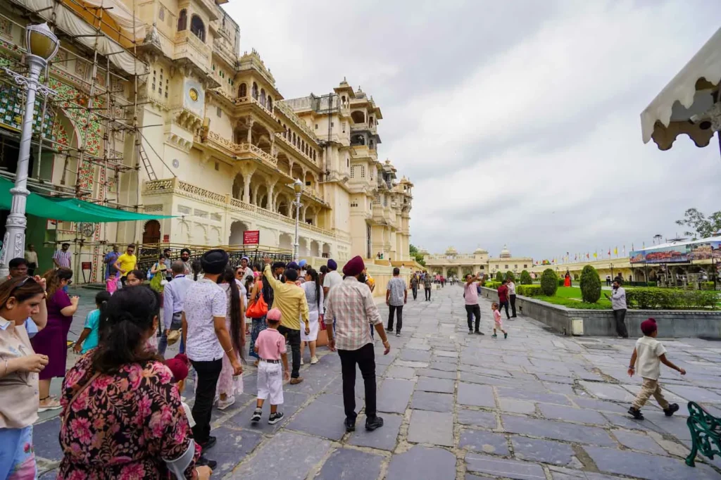 Inside the City Palace in Udaipur with kids. 