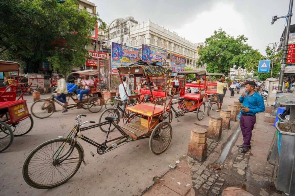 Cycle rickshaws in Connaught Place.