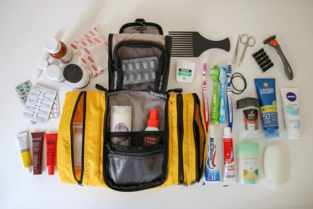 Our toiletries and medical kit India Packing List. 