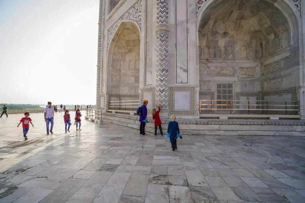Visiting the Taj Mahal for first time in India. 