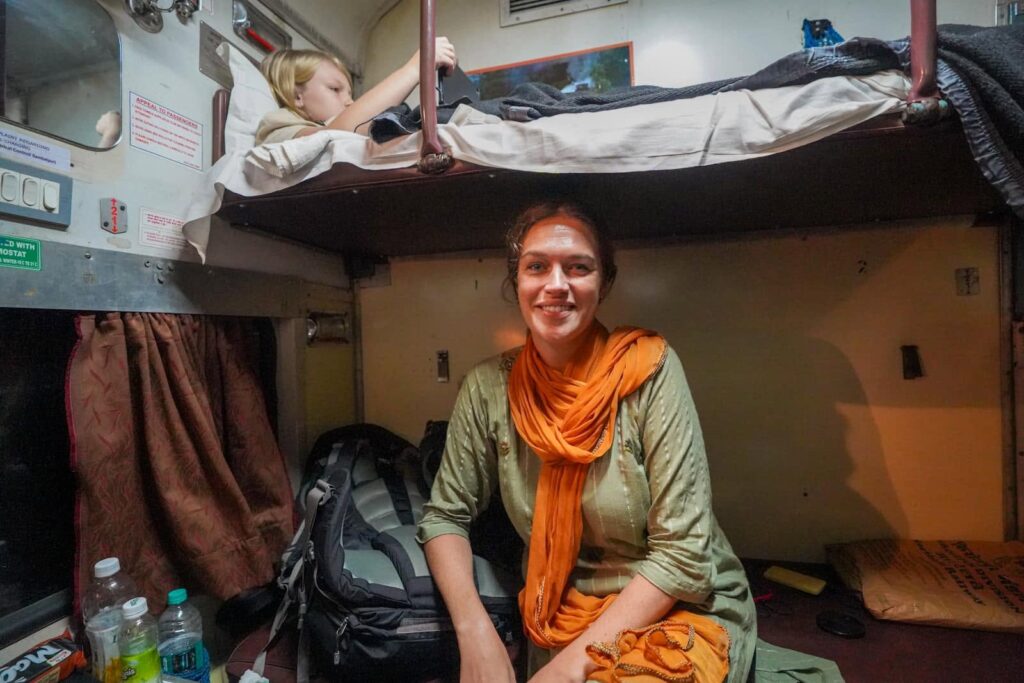 Taking the Agra to Varanasi train. 