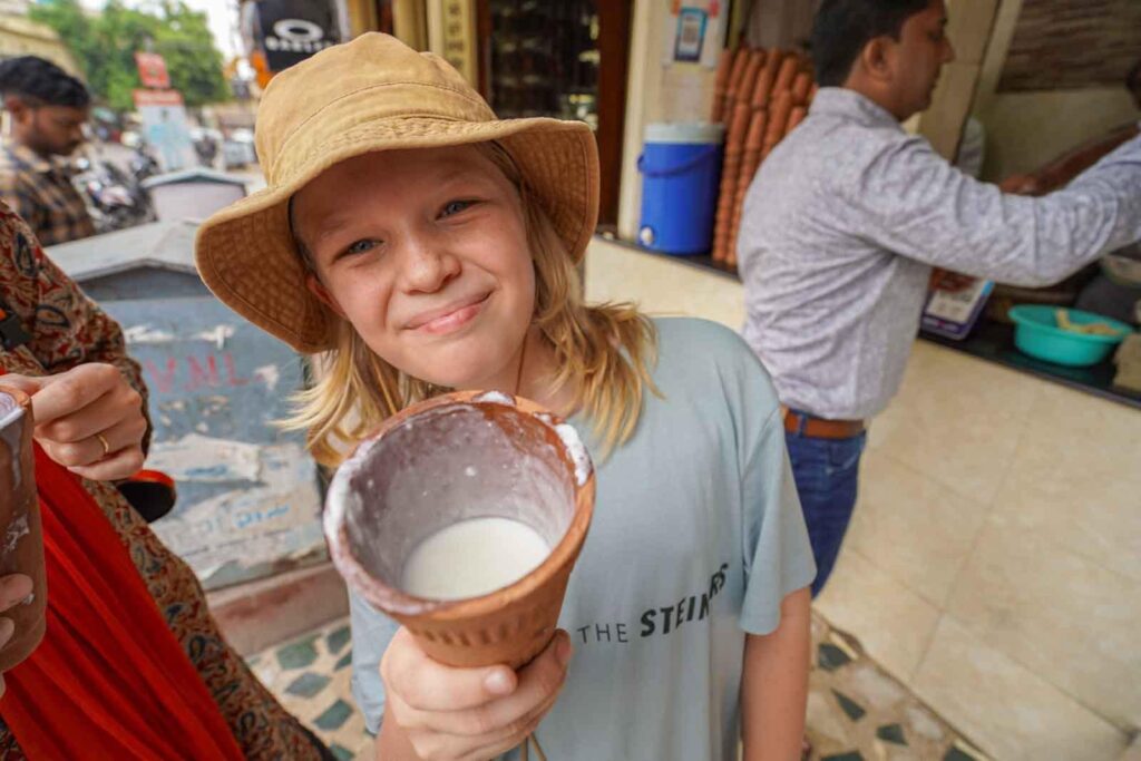 Travelling India with kids and trying street food as a family. 