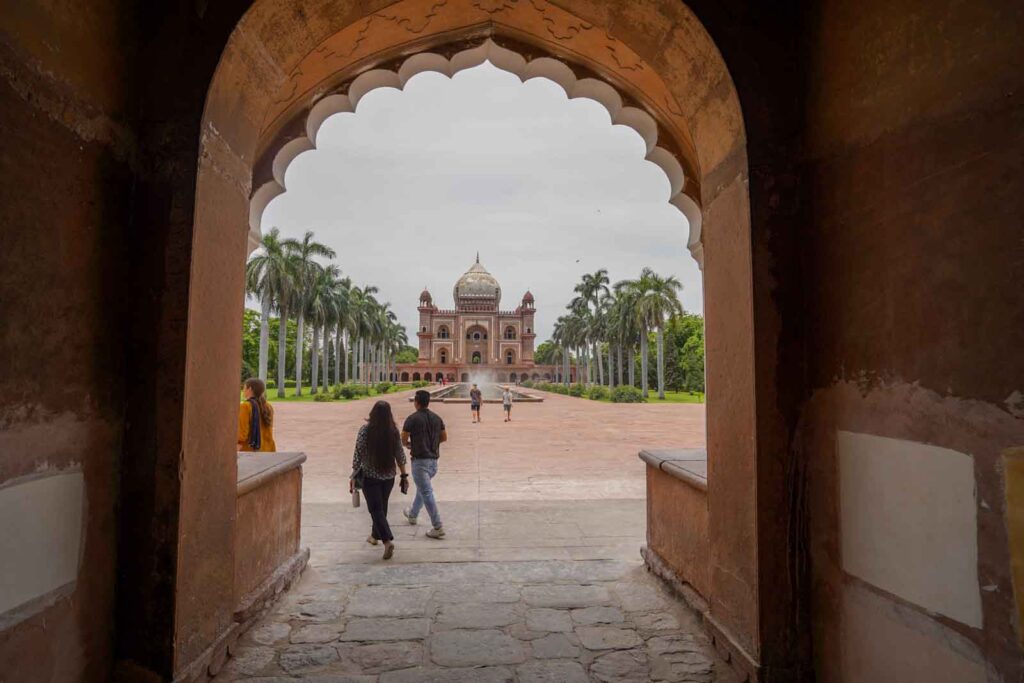 A quiet spot at one of the historic shrines in Delhi. 