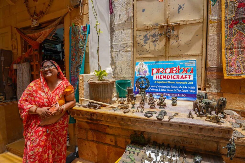 Textiles and handicrafts inside Jaisalmer Fort. 