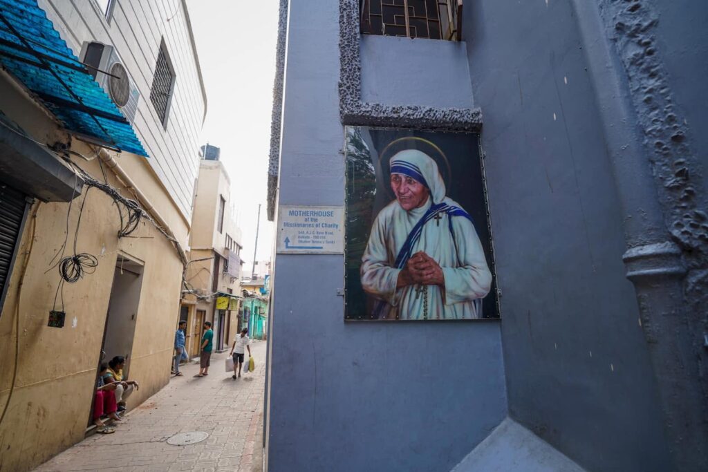 Entrance to the Mother House of the Missionaries of Charity in Kolkata. 