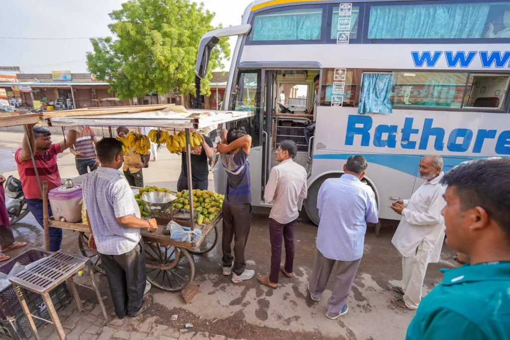 Bus in Jaisalmer to Jodhpur, Rajasthan. 